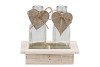 LOVE WOOD TRAY 2X BOTTLE WHITE 15X10X16CM