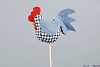 CHICKEN SPHERE SHADED ON A STICK BLUE/GREY 8X50CM