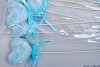 STICK-INS HEART+RIBBON ON A STICK BLUE 12X50CM SET OF 12