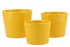 CERAMIC ORCHID POT YELLOW SHINY CONICAL S/3 15CM