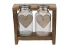 LOVE WOOD RACK 2X GLASS 9X9X8CM