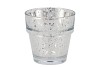 PORTE-BOUGIES EN VERRE ARGENT BRILLANT 7CM