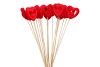 STICK-INS HEART RED DOUBLE 8X2X50CM SET OF 25