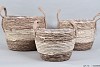 SEAGRASS  BASKET STRIPED WHITE SPHERE SHADED 33X26CM 3-PIECES