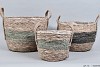 SEAWEED BASKET STRIPED STRAIGHT GREEN 33X26CM 3-PIECES