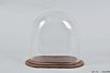 CLOCHE EN VERRE AVEC PLATEAU EN BOIS 24X15X22CM OVALE