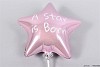 STICK-INS BALLON STAR IS BORN L.PINK P/1 24X12X60CM