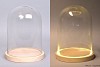 CLOCHE EN VERRE AVEC PLATEAU NATUREL AVEC LED 23X31CM