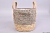 STRAW SEAGRASS MAND ZWART/NATUREL 22X19CM