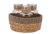 SEAGRASS STRAW BASKET 3 BOTTLES BLACK/NAT NM