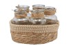 SEAGRASS STRAW BASKET 5 BOTTLES WHITE/NAT 25X14 NM