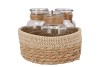 SEAGRASS STRAW BASKET 3 BOTTLES WHITE/NAT NM