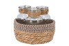 SEAGRASS STRAW BASKET 3 BOTTLE BROWN/WHITE NM