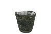 SEAGRASS STRAW BASKET POT ARMY GREEN 12X12CM