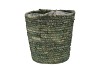 SEAGRASS STRAW BASKET POT ARMY GREEN 20X20CM