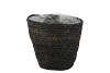 SEAGRASS STRAW BASKET POT BLACK 16X16CM