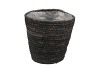 SEAGRASS STRAW BASKET POT BLACK 18X18CM