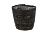 SEAGRASS STRAW BASKET POT BLACK 20X20CM