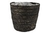 SEAGRASS STRAW BASKET POT BLACK 28X28CM NM