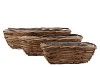 RATTAN BOWL BASKET RECTANGLE 3PCS 50X20X15CM