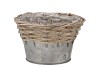 WICKER BASKET POT + ZINC GREY 15X10CM