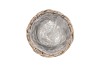 WICKER BASKET POT + ZINC GREY 15X10CM