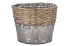 WICKER BASKET POT + ZINC GREY 22X18CM