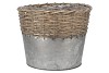 WICKER BASKET POT + ZINC GREY 25X20CM
