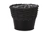 RIETWERK POTMAND MET ZINK ZWART 18X15CM