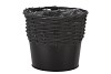 WICKER BASKET POT + ZINC BLACK 20X18CM