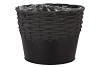 RIETWERK POTMAND MET ZINK ZWART 22X18CM