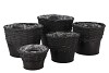 RIETWERK POTMAND MET ZINK ZWART 22X18CM