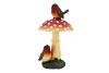 MUSHROOM WITH BIRD POLYSTONE 8X8X16CM