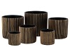 STRIPES BLACK GOLD CYLINDER POT 11X10CM NM
