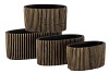STRIPES BLACK GOLD OVAL POT 23X12X11CM NM