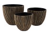 STRIPES BLACK GOLD EGG POT 14X13CM NM