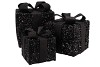 SPARKLE BLACK/GOLD GIFTBOX WITH LED S/3 25X20CM