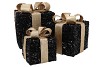 SPARKLE BLACK/GOLD GIFTBOX WITH LED S/3 25X20CM