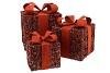SPARKLE BRONZE/COPPER GIFTBOX WITH LED S/3 25X20CM