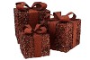 SPARKLE BRONZE/COPPER GIFTBOX WITH LED S/3 25X20CM