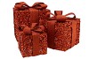 SPARKLE BRONZE/COPPER GIFTBOX WITH LED S/3 25X20CM