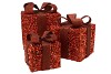 SPARKLE BRONZE/COPPER GIFTBOX WITH LED S/3 25X20CM