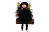 FLUFFY ENGEL ZITTEND BLACK/GOLD 11X5X9CM