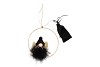 FLUFFY ENGEL HANGEND BLACK/GOLD 17X4X31CM