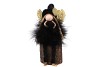 FLUFFY ENGEL ZITTEND BLACK/GOLD 7X10X15CM