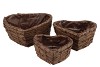 WICKER PLANTER HEART 32X13CM S/3
