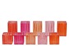 BICOLORE CANDLE H ORANGE MIX BLOCK  ASS SET OF 2 4X6CM NM