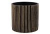 STRIPES BLACK GOLD CYLINDER POT 19X18CM NM