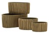 STRIPES GREEN GOLD OVAL POT 15X9X9CM NM