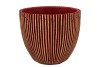STRIPES RED GOLD EGG POT 16X15CM NM